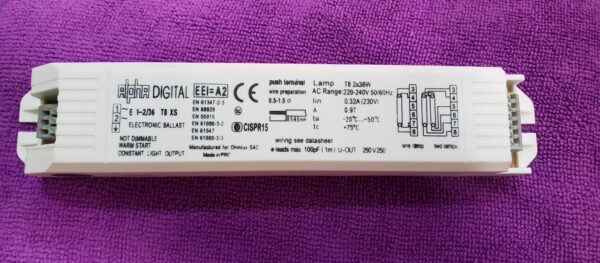 Balasto Electrónico Para 2 Tubos Fluorescentes De 36W - Ahorro De Energía, Sin Parpadeos Y Silencioso